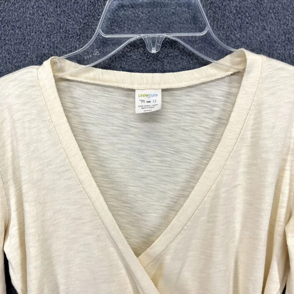 J.Crew Crewcuts Top Girls 12 pale‎ yellow long sleeve wrap tide T-shirt